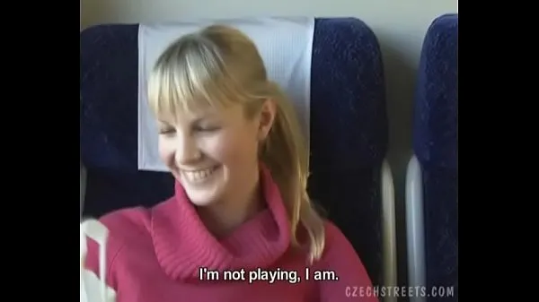 Fresh Czech streets Blonde girl in train drive Tube