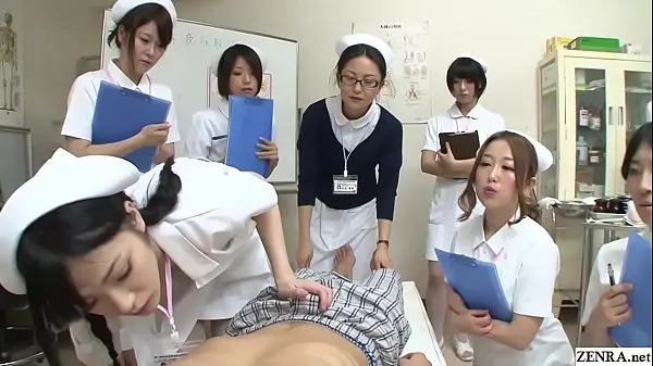 Fresh JAV nurses CFNM handjob blowjob demonstration Subtitled drive Tube