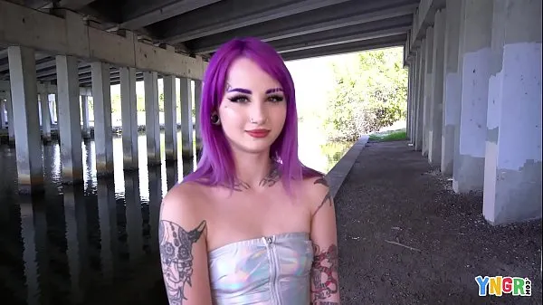 Yeni YNGR - Hot Inked Purple Hair Punk Teen Gets Banged Drive Tube