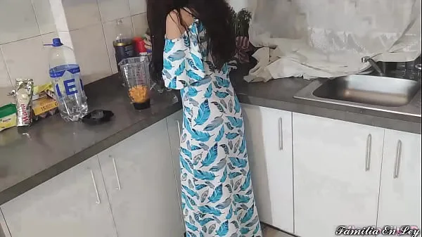 Fresh My Beautiful Stepdaughter in Blue Dress Cooking Is My Sex Slave When Her Is Not At Home drive Tube