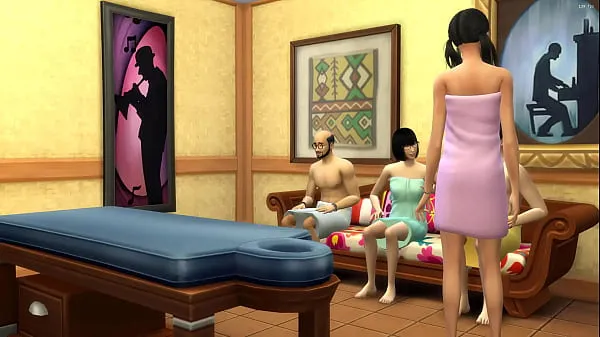 أنبوب محرك Japanese Stepdad together with stepdaughter, wife and stepson give each other erotic massage جديد