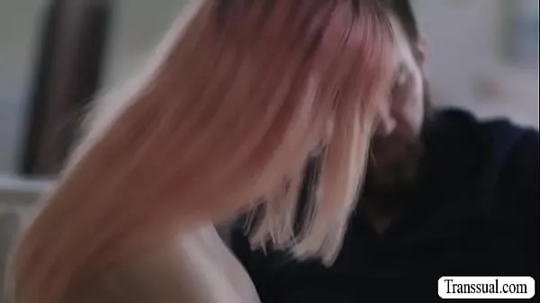 Pink haired TS comforted by her bearded stepdad by licking her ass to makes it wet and he then fucks it so deep and hard Tiub pemacu baharu