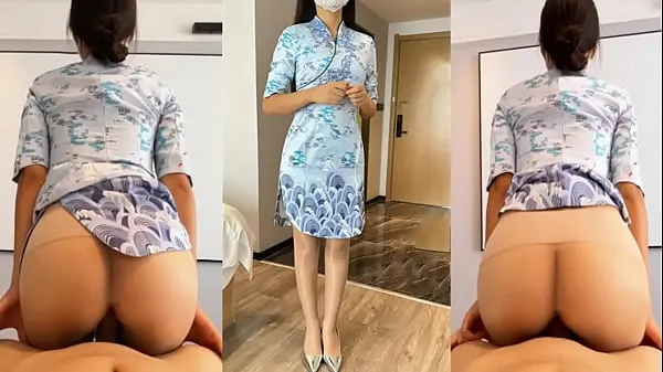 Свежая Китайская стюардесса, работающая неполный рабочий день, подбирает клиентов в отеле, чтобы подзаработать, ее так непристойно называют трубка привода